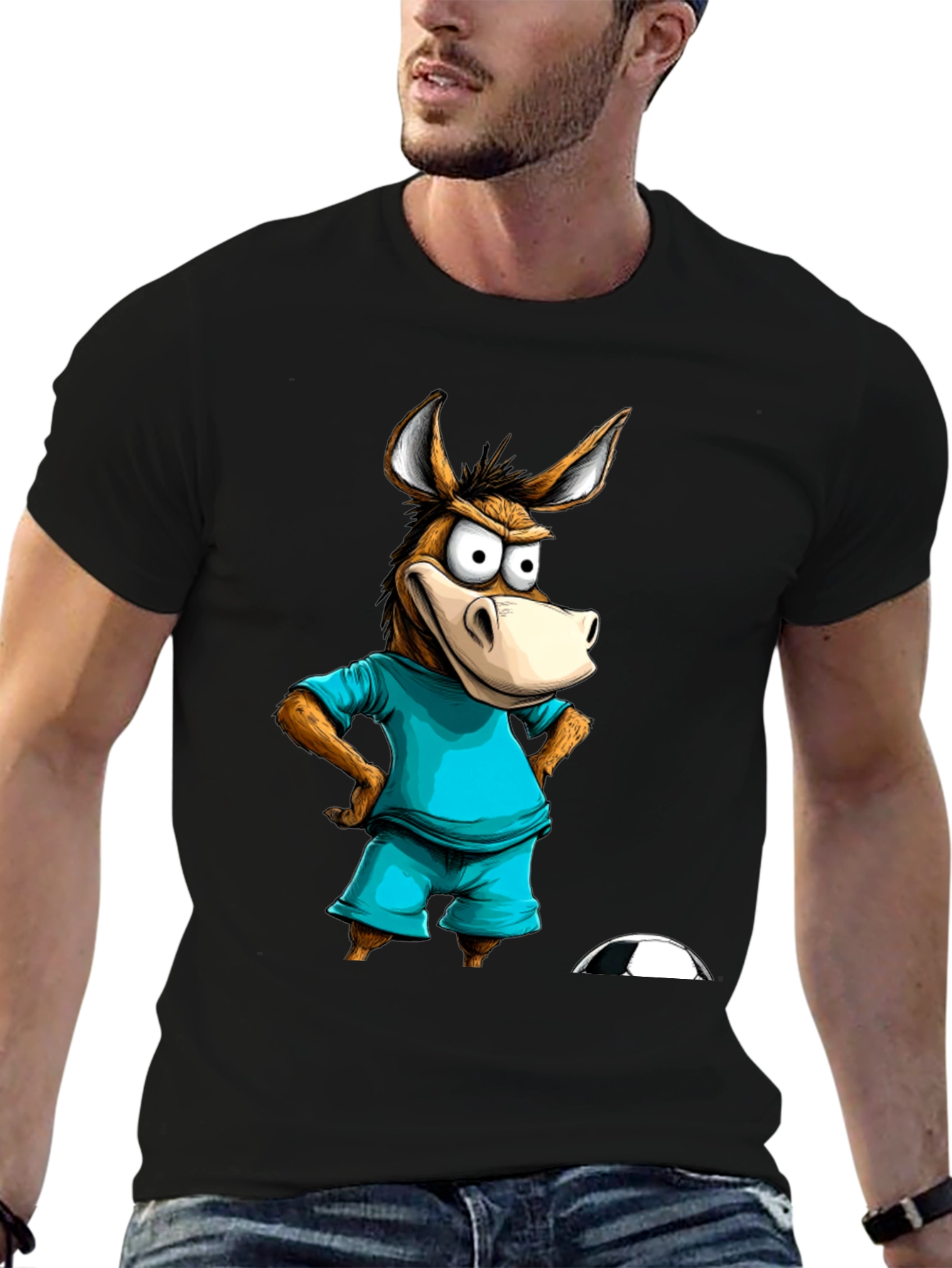 Funny Donkey Soccer T-Shirt - Cartoon Animal Tee