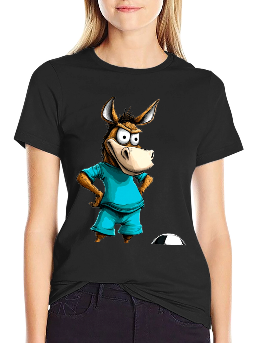 Funny Donkey Soccer T-Shirt - Cartoon Animal Tee