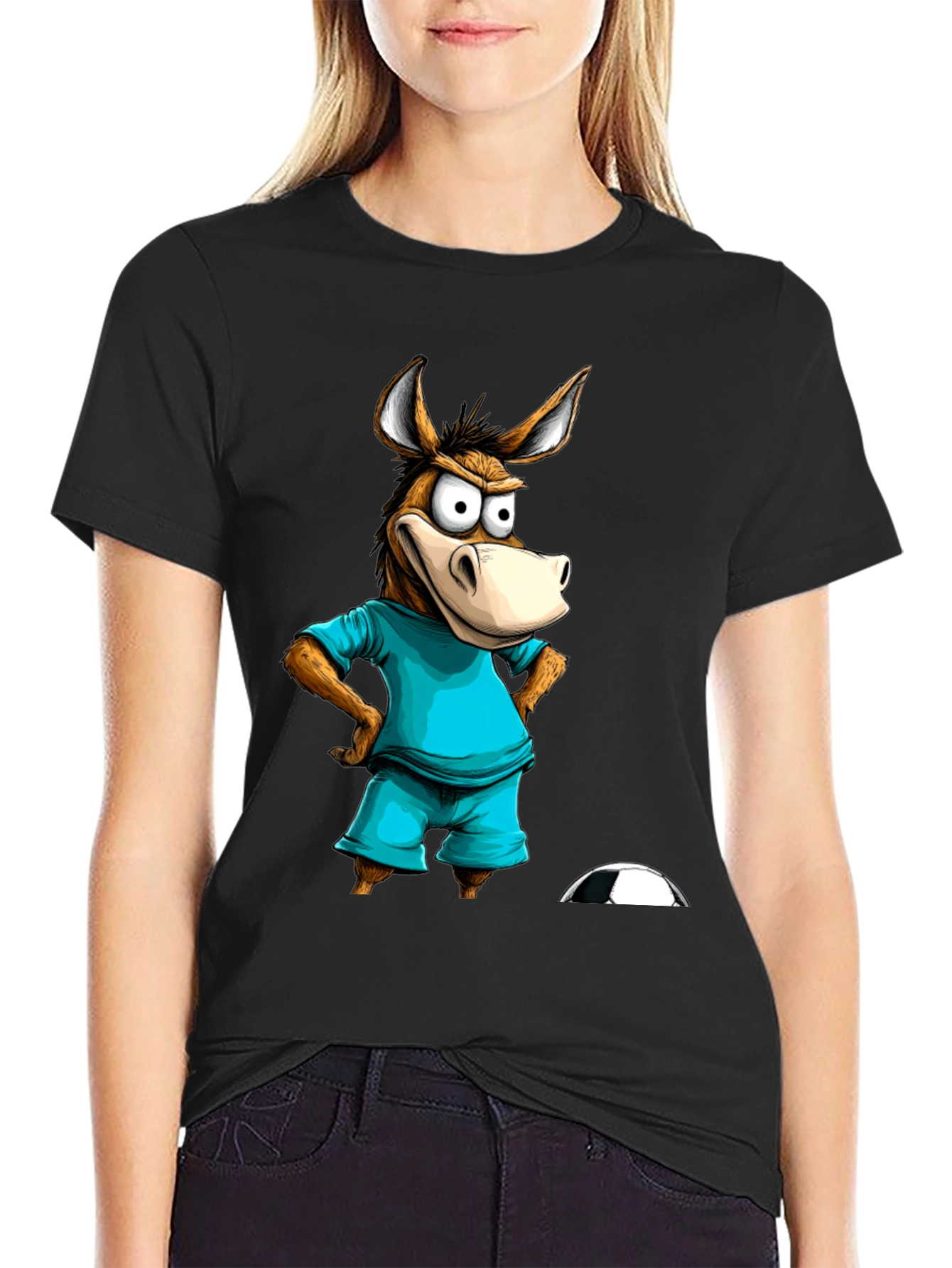 Funny Donkey Soccer T-Shirt - Cartoon Animal Tee