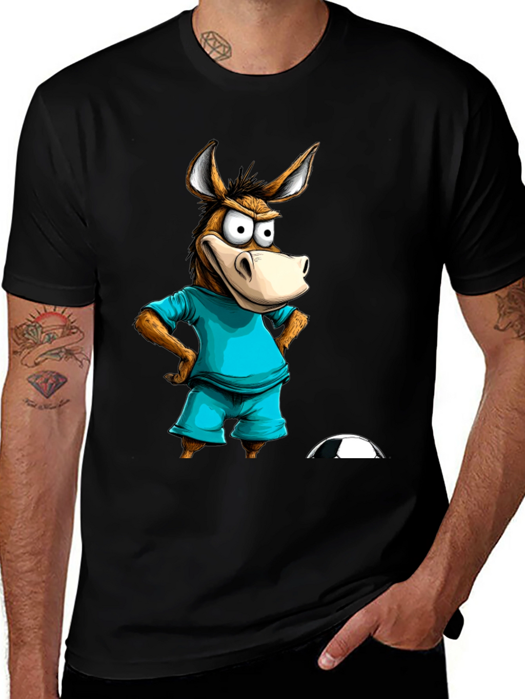 Funny Donkey Soccer T-Shirt - Cartoon Animal Tee