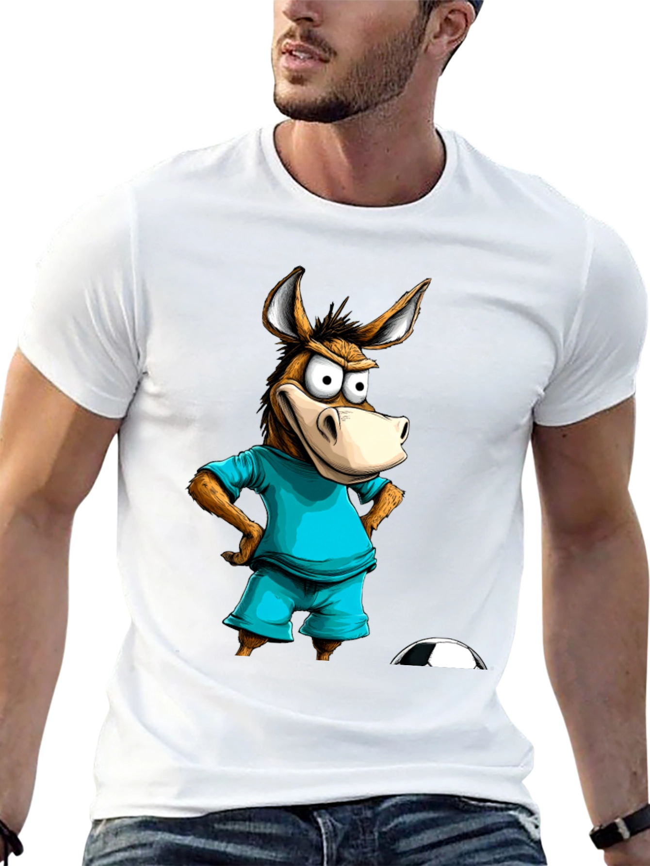 Funny Donkey Soccer T-Shirt - Cartoon Animal Tee
