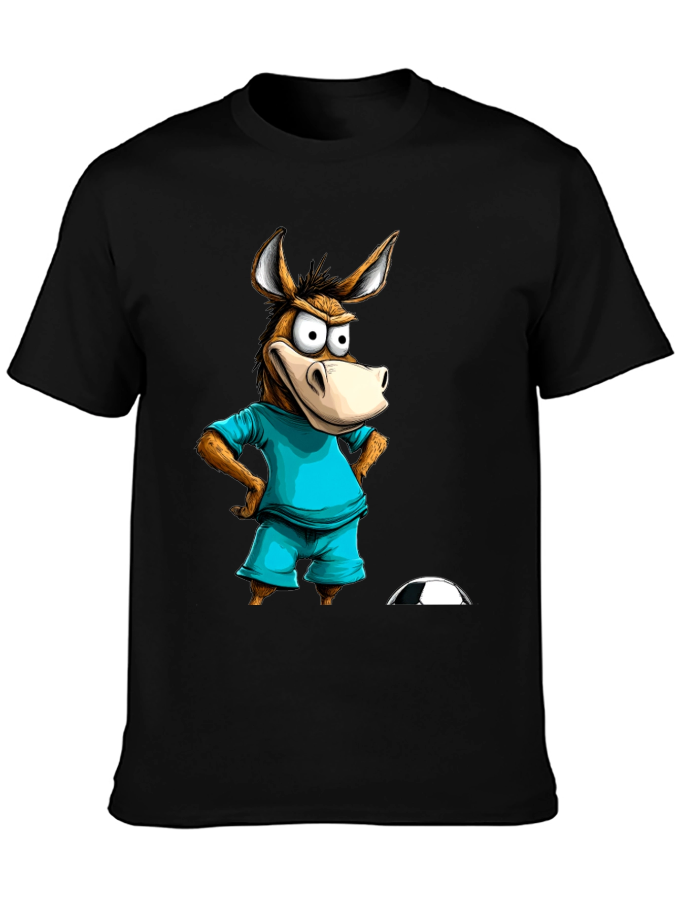 Funny Donkey Soccer T-Shirt - Cartoon Animal Tee