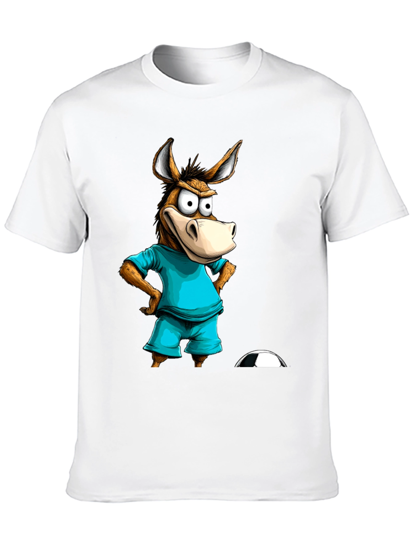 Funny Donkey Soccer T-Shirt - Cartoon Animal Tee