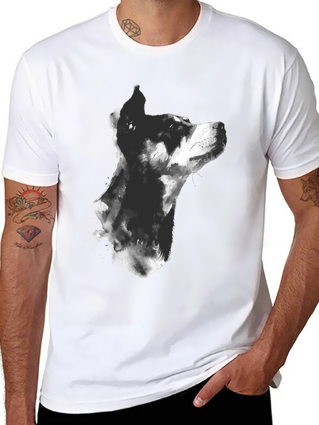 Dog Sketch Graphic T-Shirt - Mens Black Tee