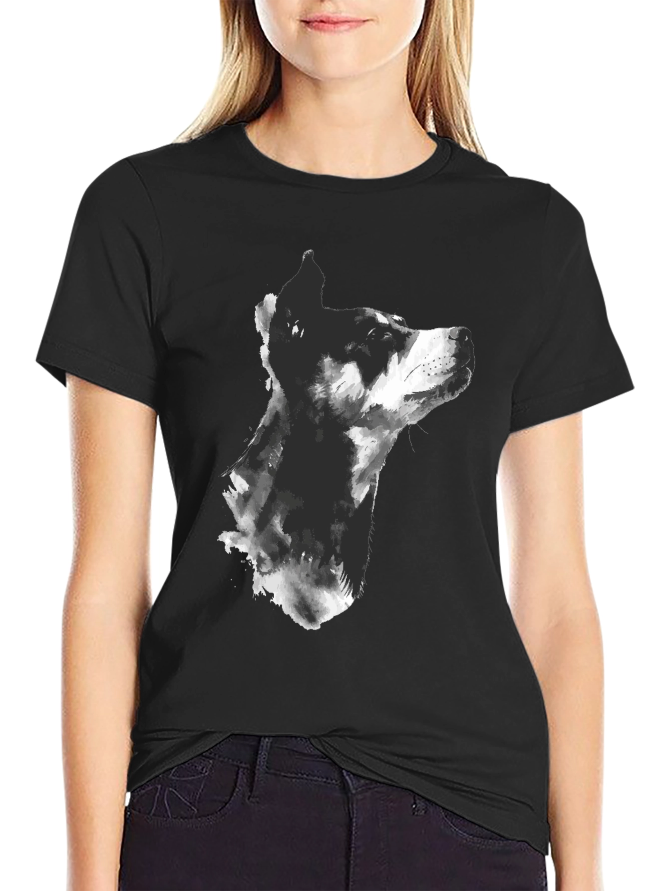 Dog Sketch Graphic T-Shirt - Mens Black Tee