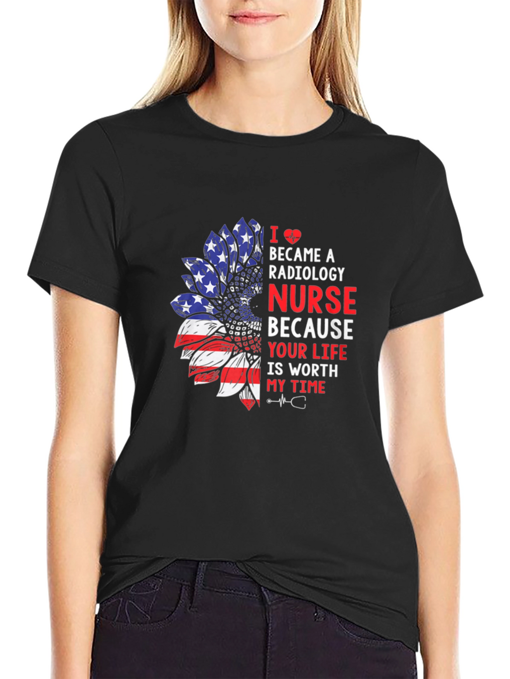 Radiology Nurse Patriotic Sunflower Graphic Tee