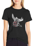 Angel Love Graphic Tee - Soft Black Cotton T-Shirt