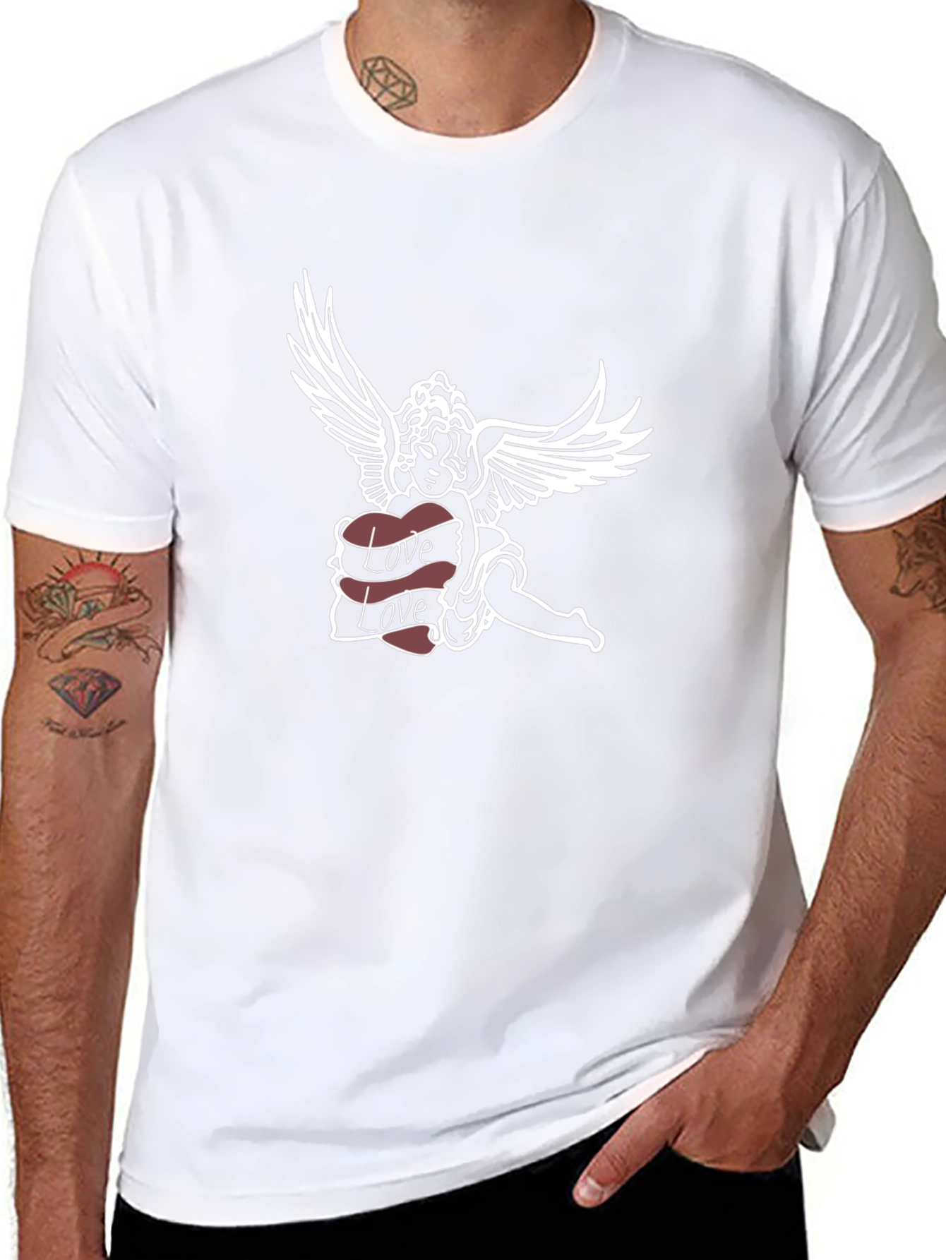 Angel Love Graphic Tee - Soft Black Cotton T-Shirt