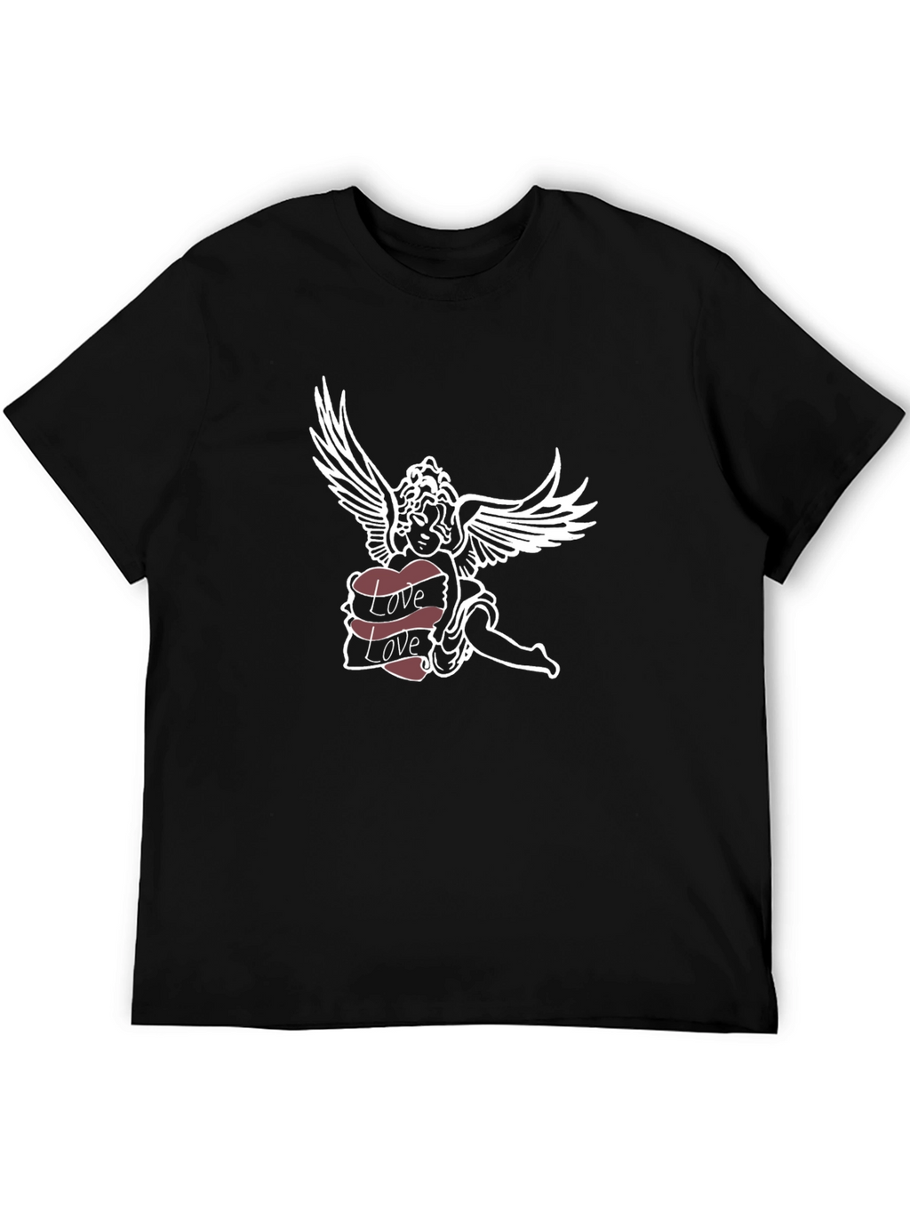 Angel Love Graphic Tee - Soft Black Cotton T-Shirt