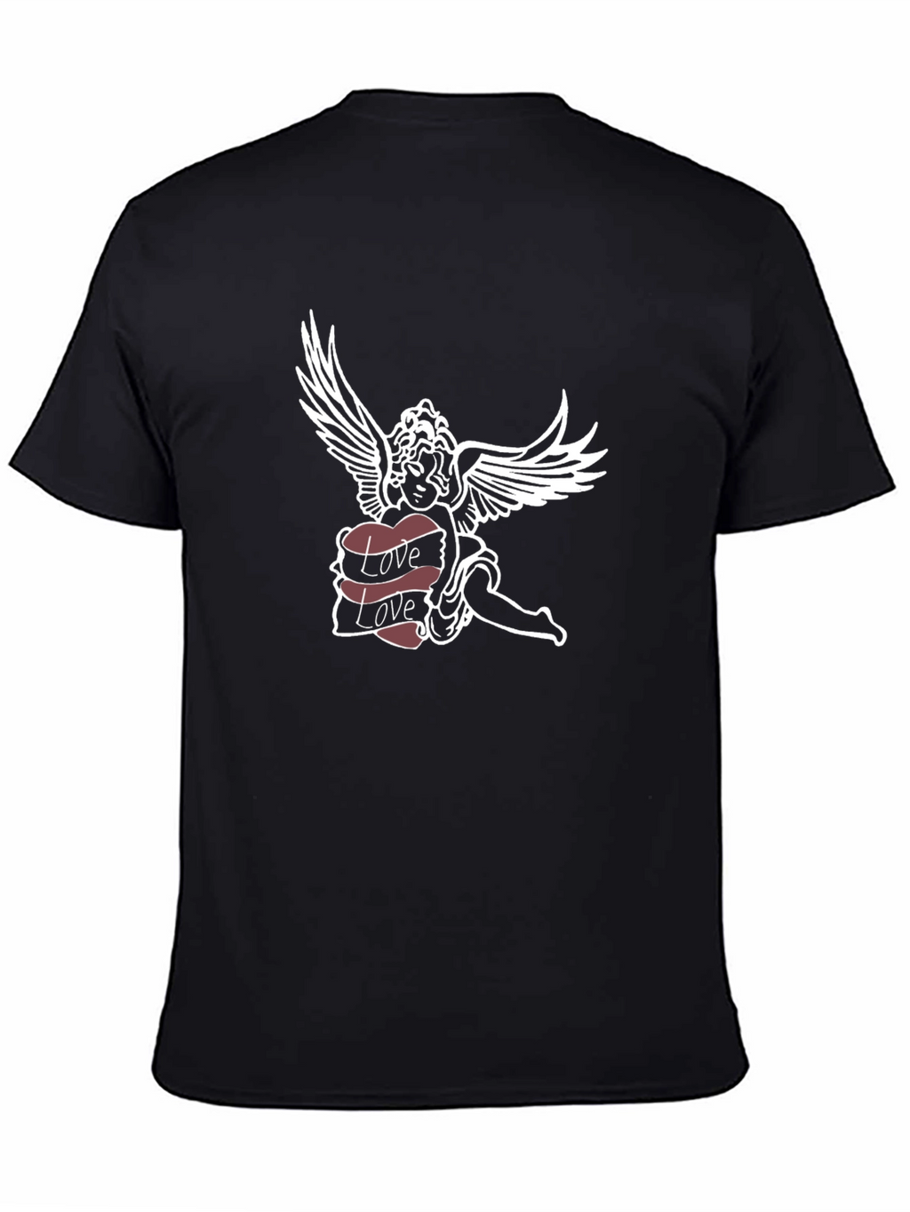 Angel Love Graphic Tee - Soft Black Cotton T-Shirt