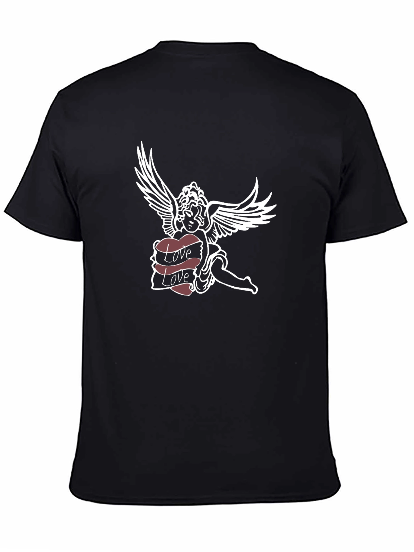 Angel Love Graphic Tee - Soft Black Cotton T-Shirt