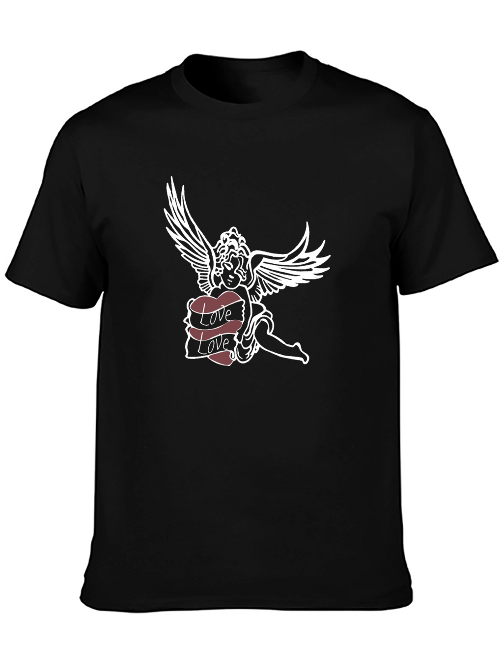 Angel Love Graphic Tee - Soft Black Cotton T-Shirt
