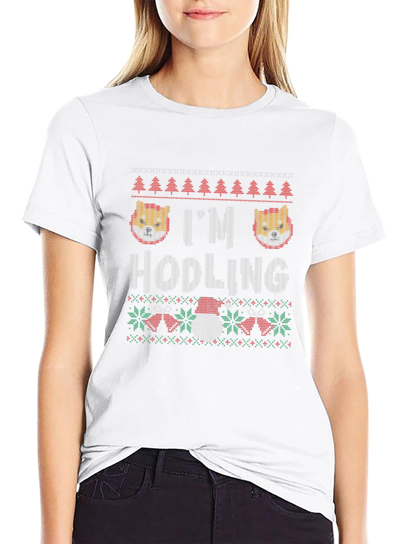 Im Hodling Shiba Holiday Crew Neck T-Shirt