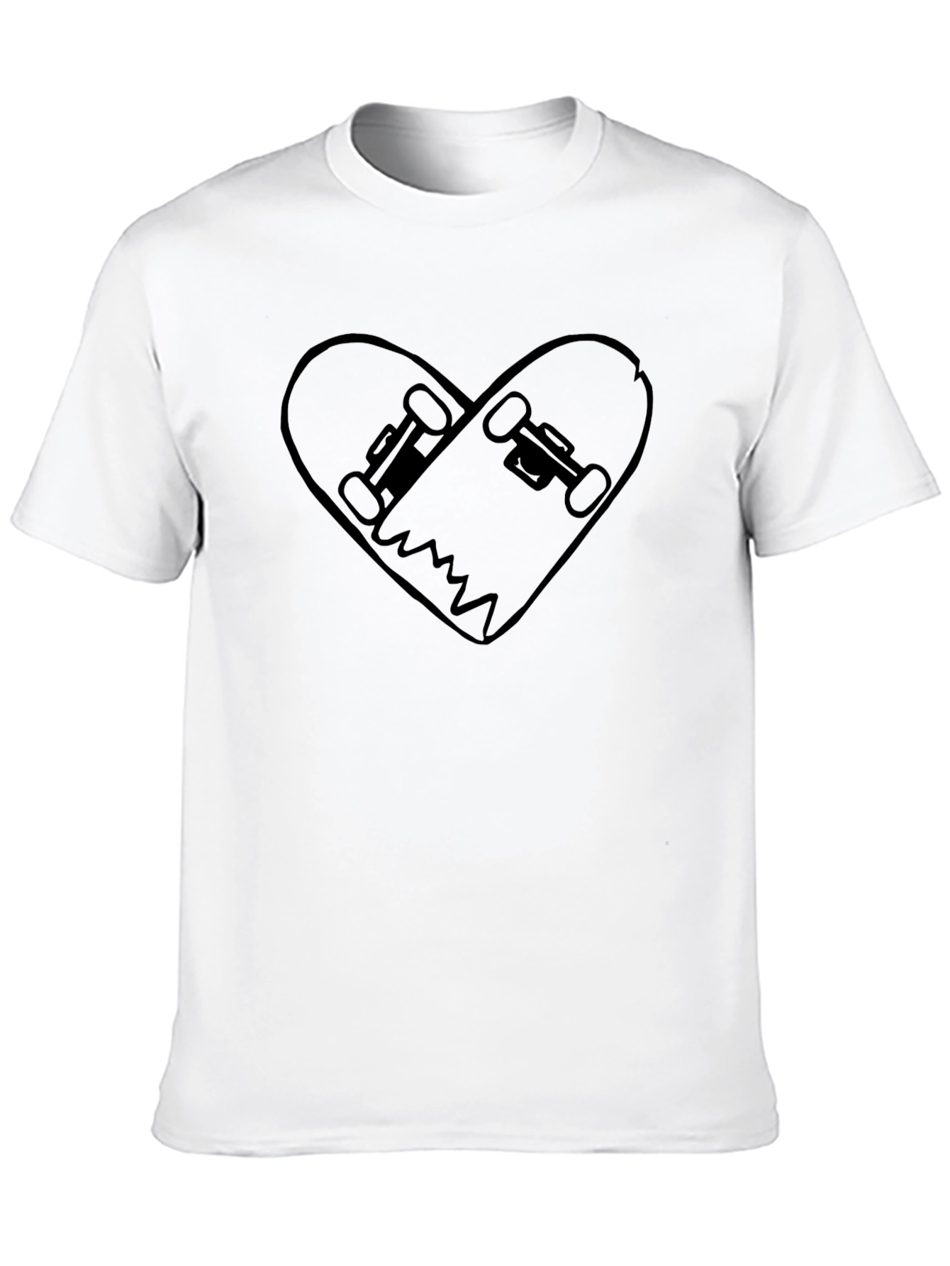 Skateboard Heart Graphic Tee - Black
