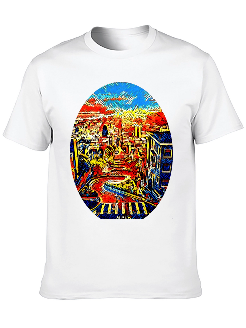 Abstract Cityscape Graphic Tee - Black