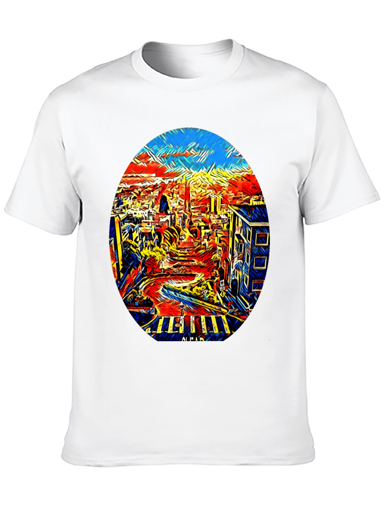 Abstract Cityscape Graphic Tee - Black