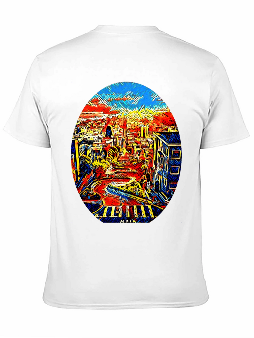 Abstract Cityscape Graphic Tee - Black