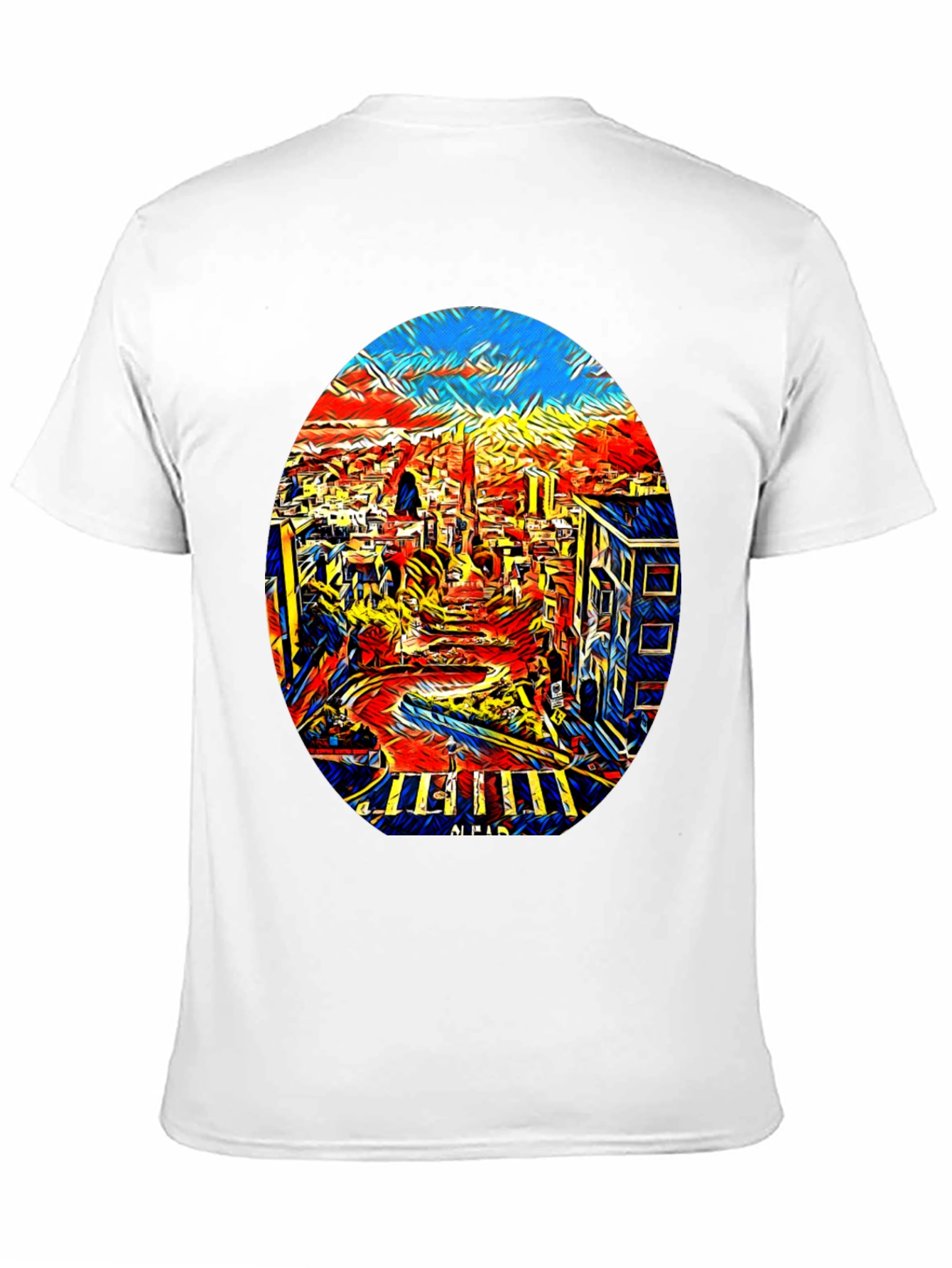 Abstract Cityscape Graphic Tee - Black