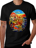 Abstract Cityscape Graphic Tee - Black