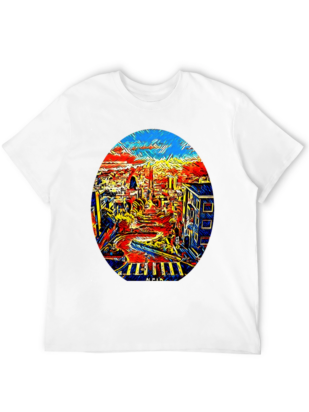 Abstract Cityscape Graphic Tee - Black