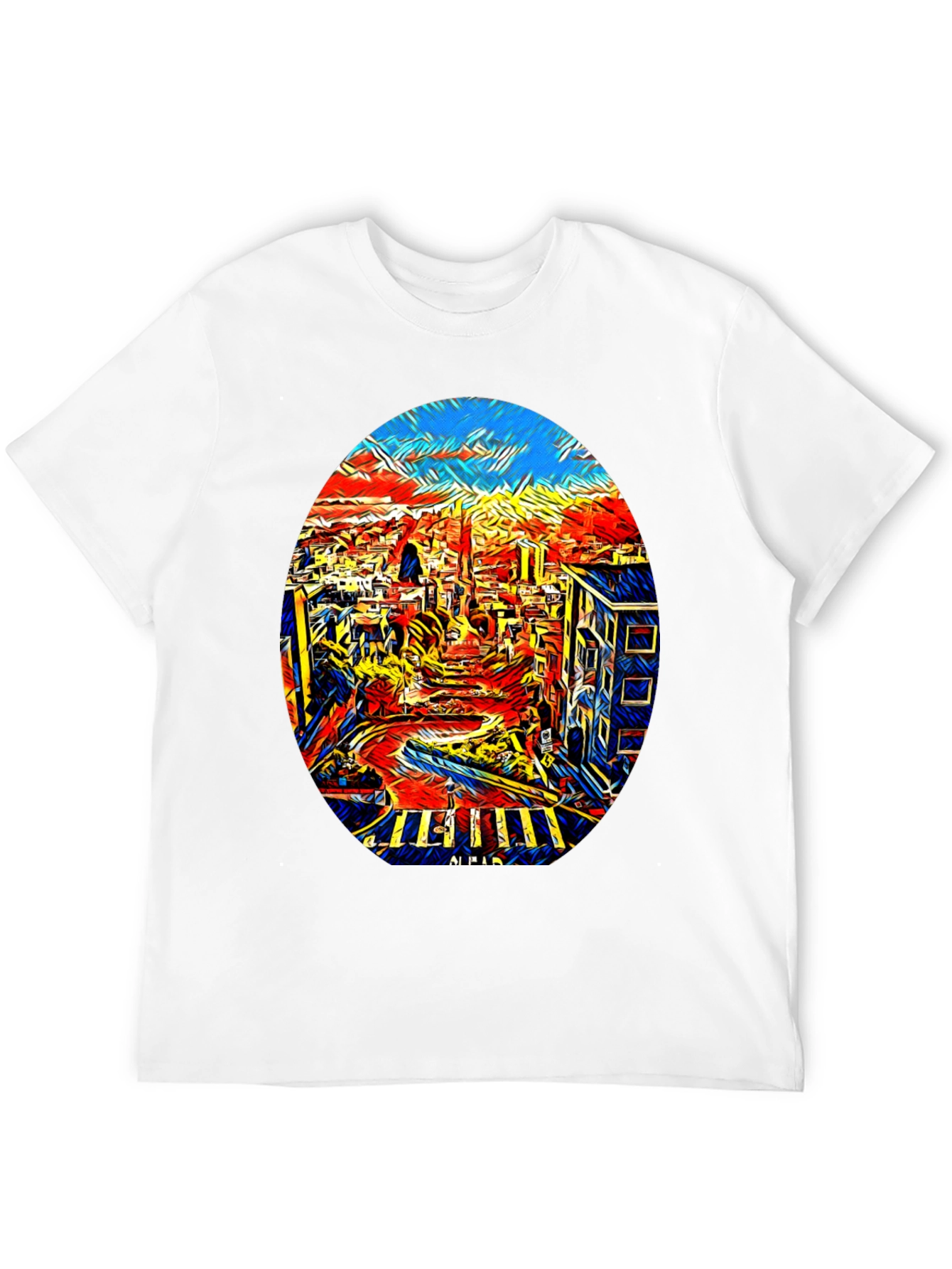 Abstract Cityscape Graphic Tee - Black