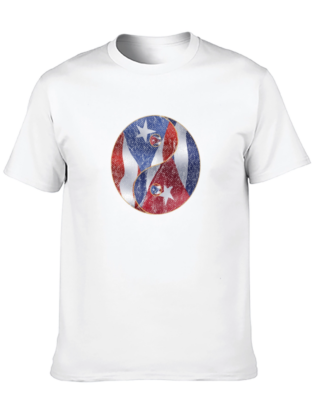Yin Yang Puerto Rico Cuba Flag Graphic T-Shirt