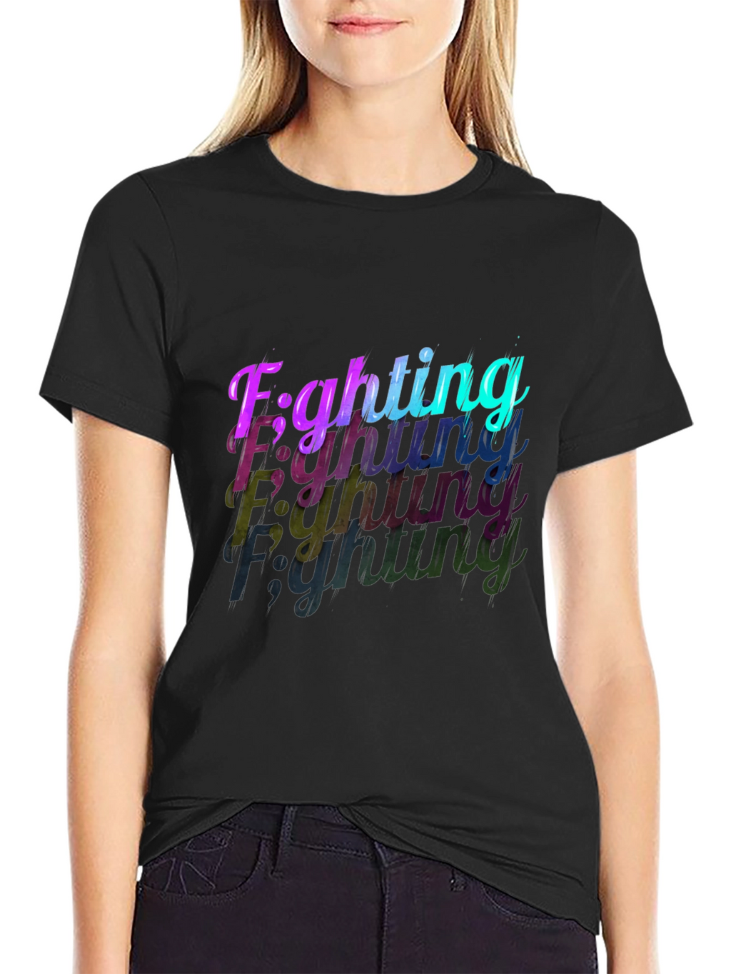 Fighting Graphic Black T-Shirt