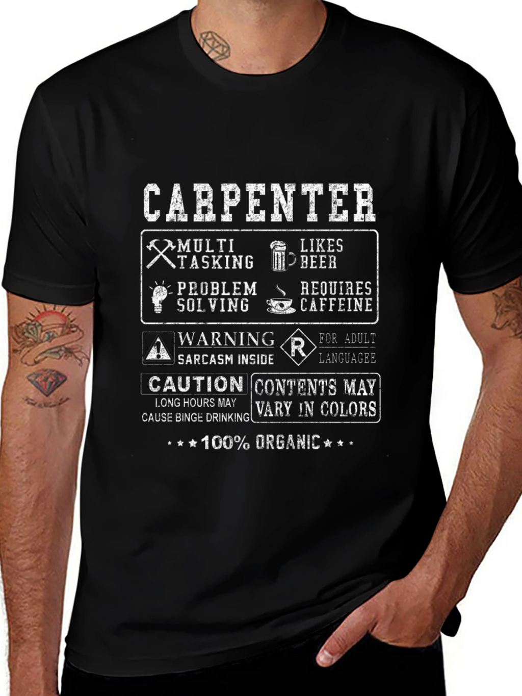 Carpenter T-Shirt: Multi-Tasking Beer & Caffeine Lover