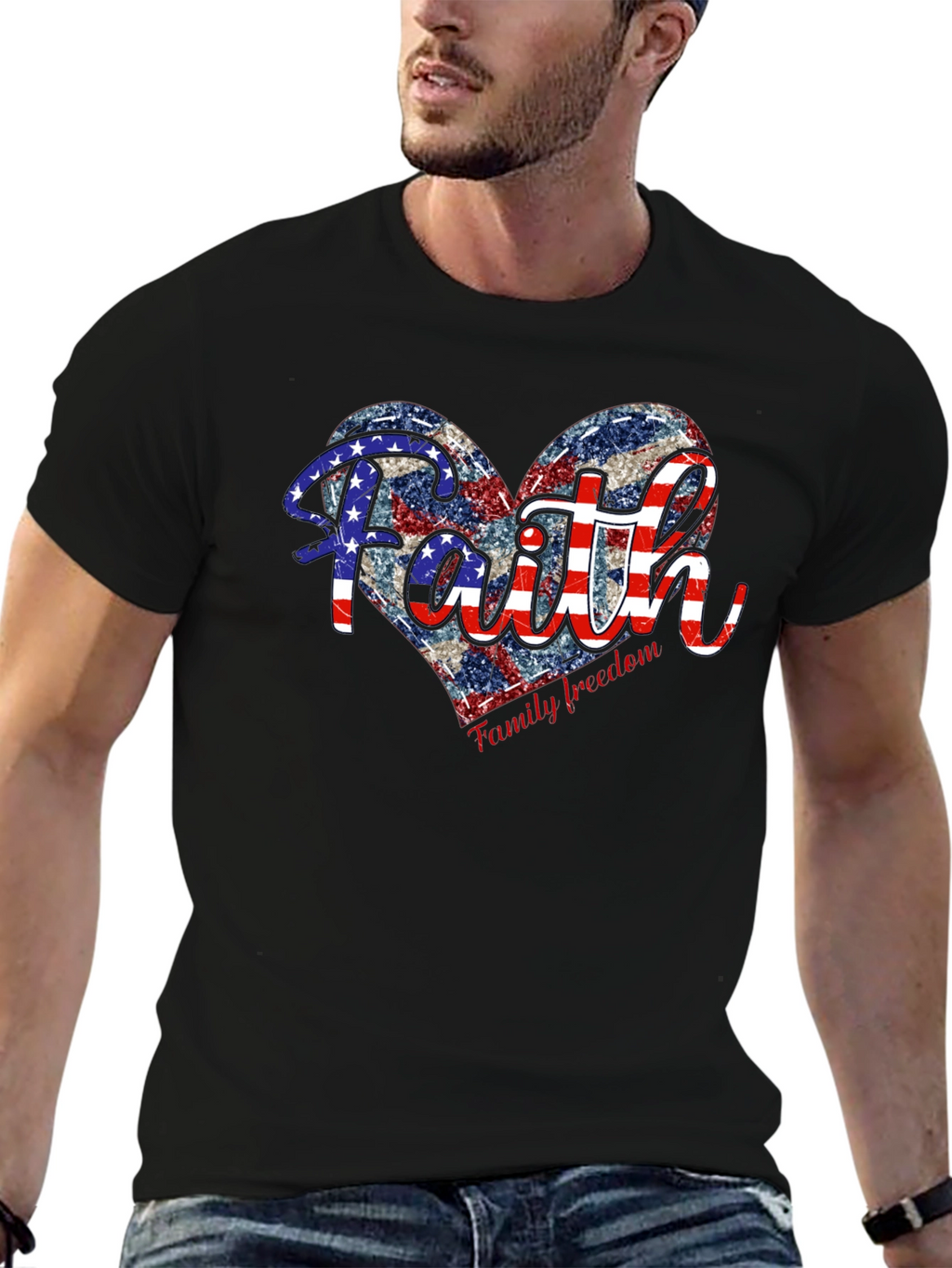 Faith Family Freedom Patriotic Heart T-Shirt