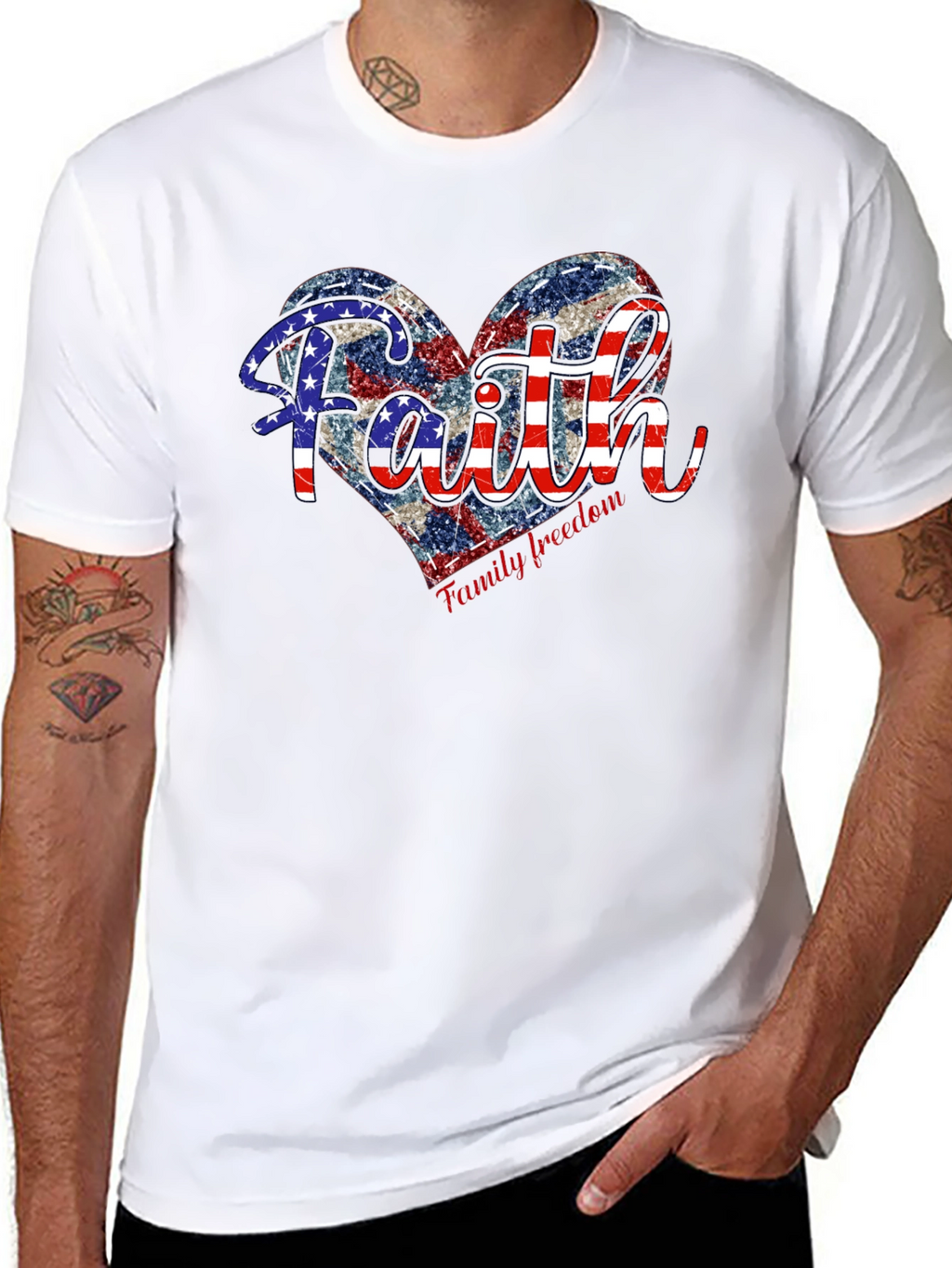 Faith Family Freedom Patriotic Heart T-Shirt