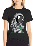 Astronaut on Scooter Graphic Tee - Cool Spaceman Design