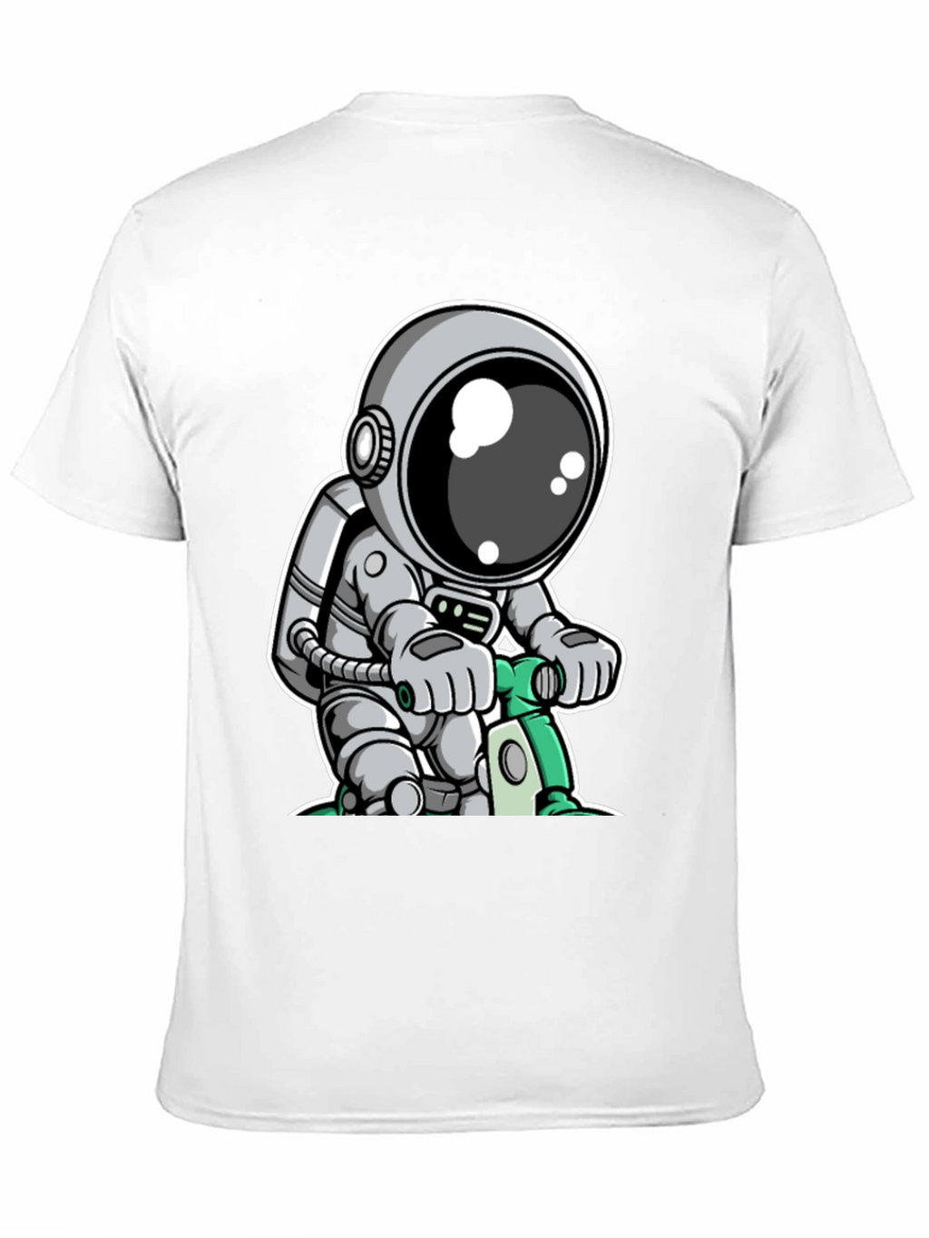 Astronaut on Scooter Graphic Tee - Cool Spaceman Design