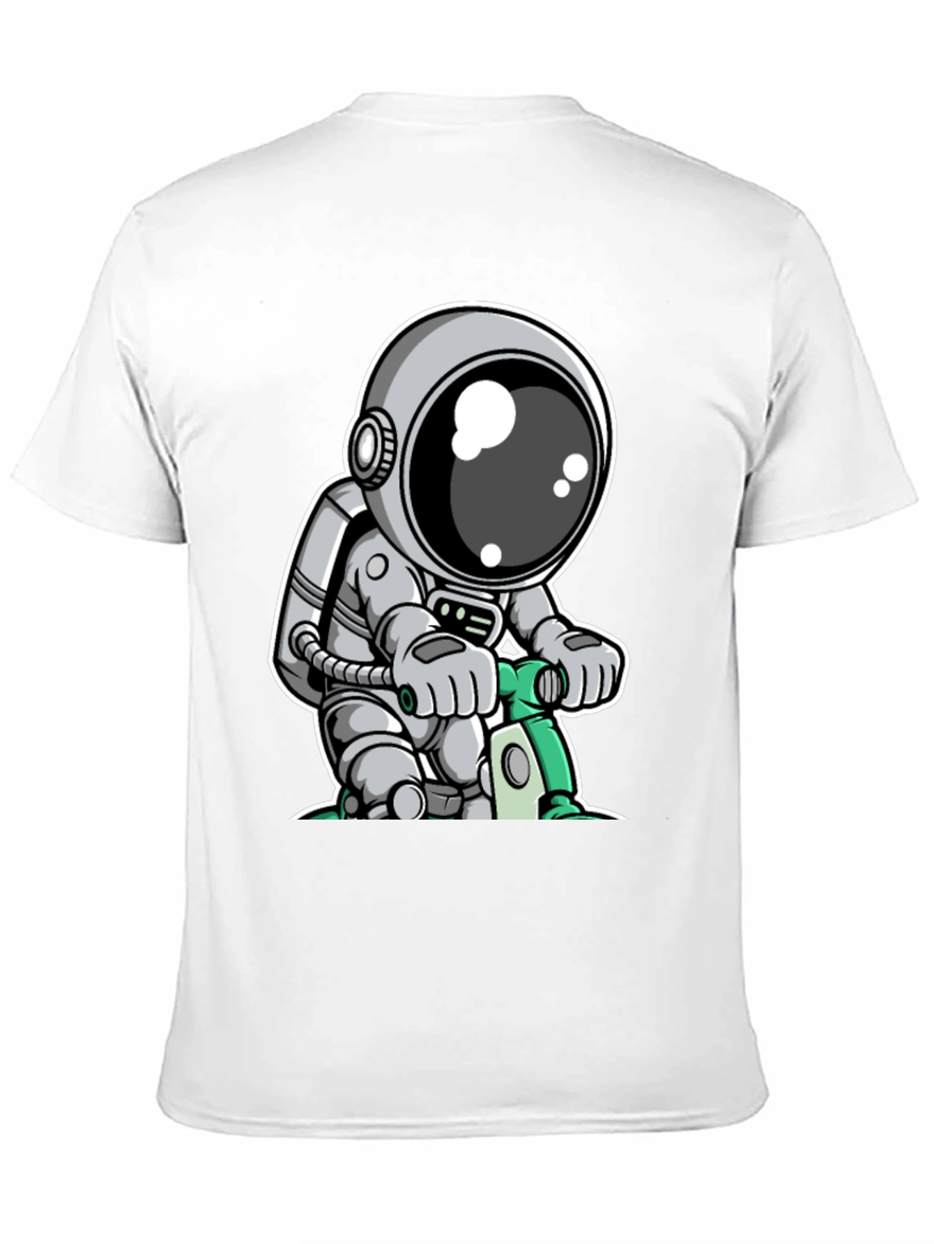 Astronaut on Scooter Graphic Tee - Cool Spaceman Design