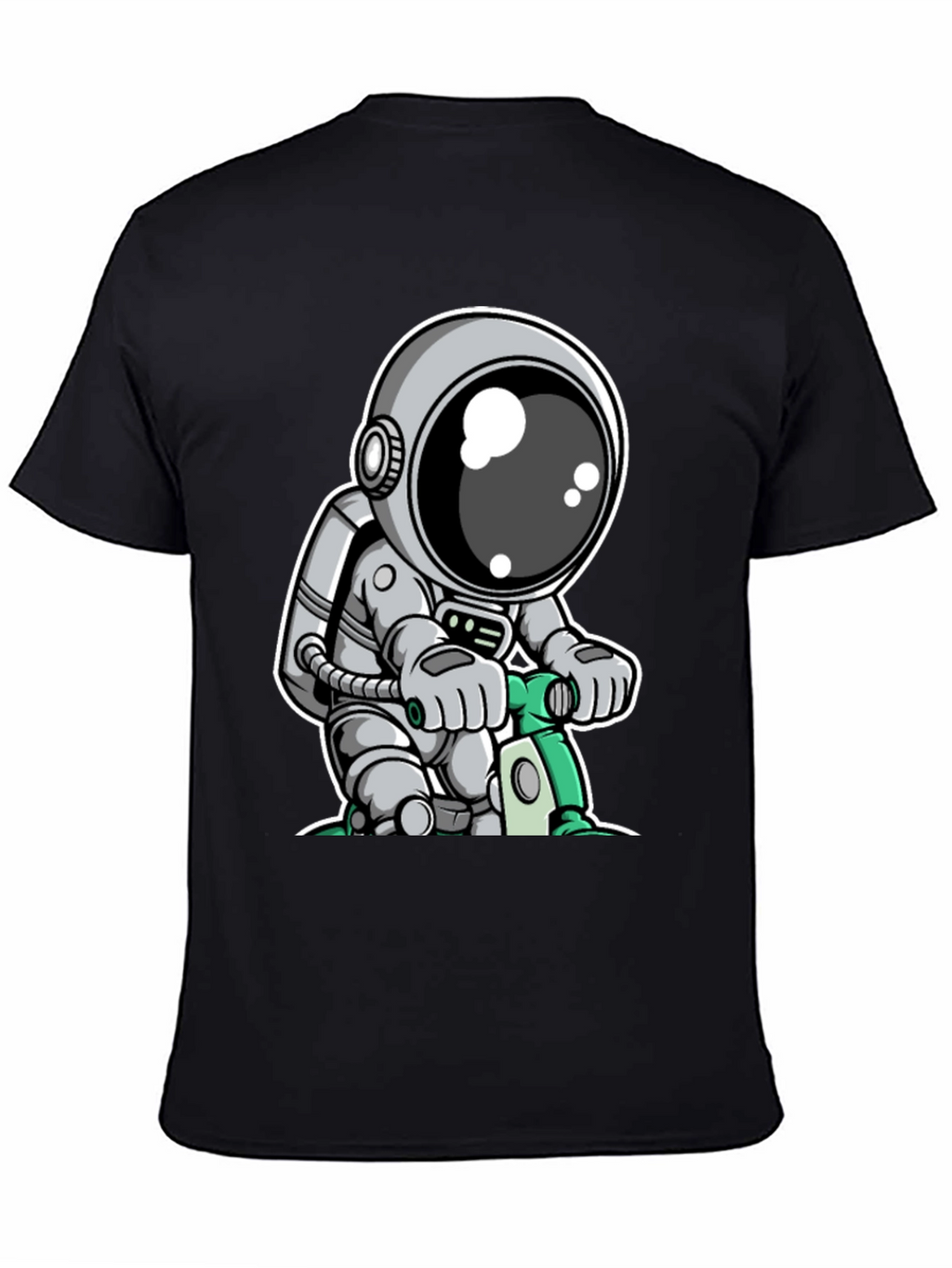 Astronaut on Scooter Graphic Tee - Cool Spaceman Design