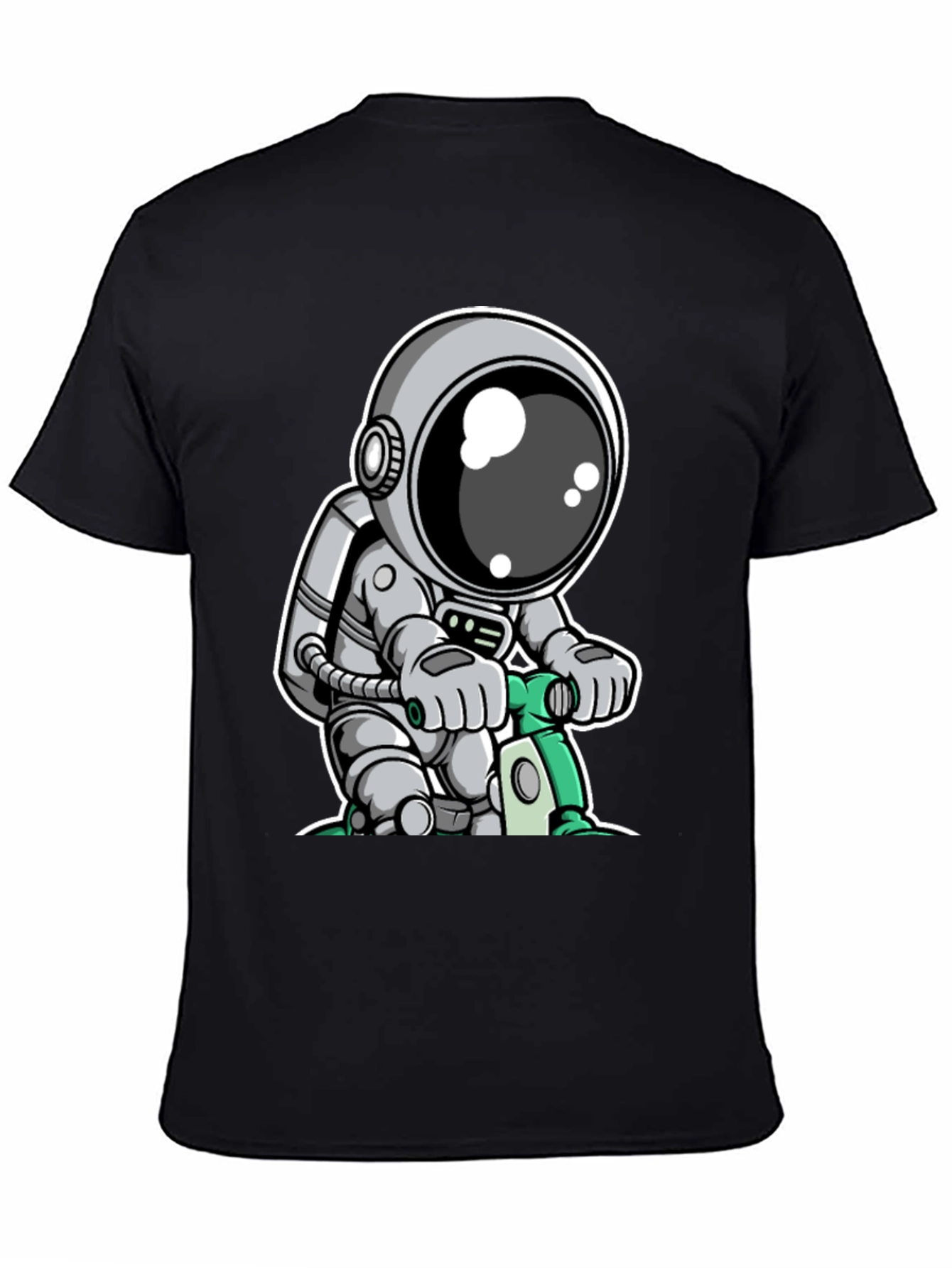 Astronaut on Scooter Graphic Tee - Cool Spaceman Design