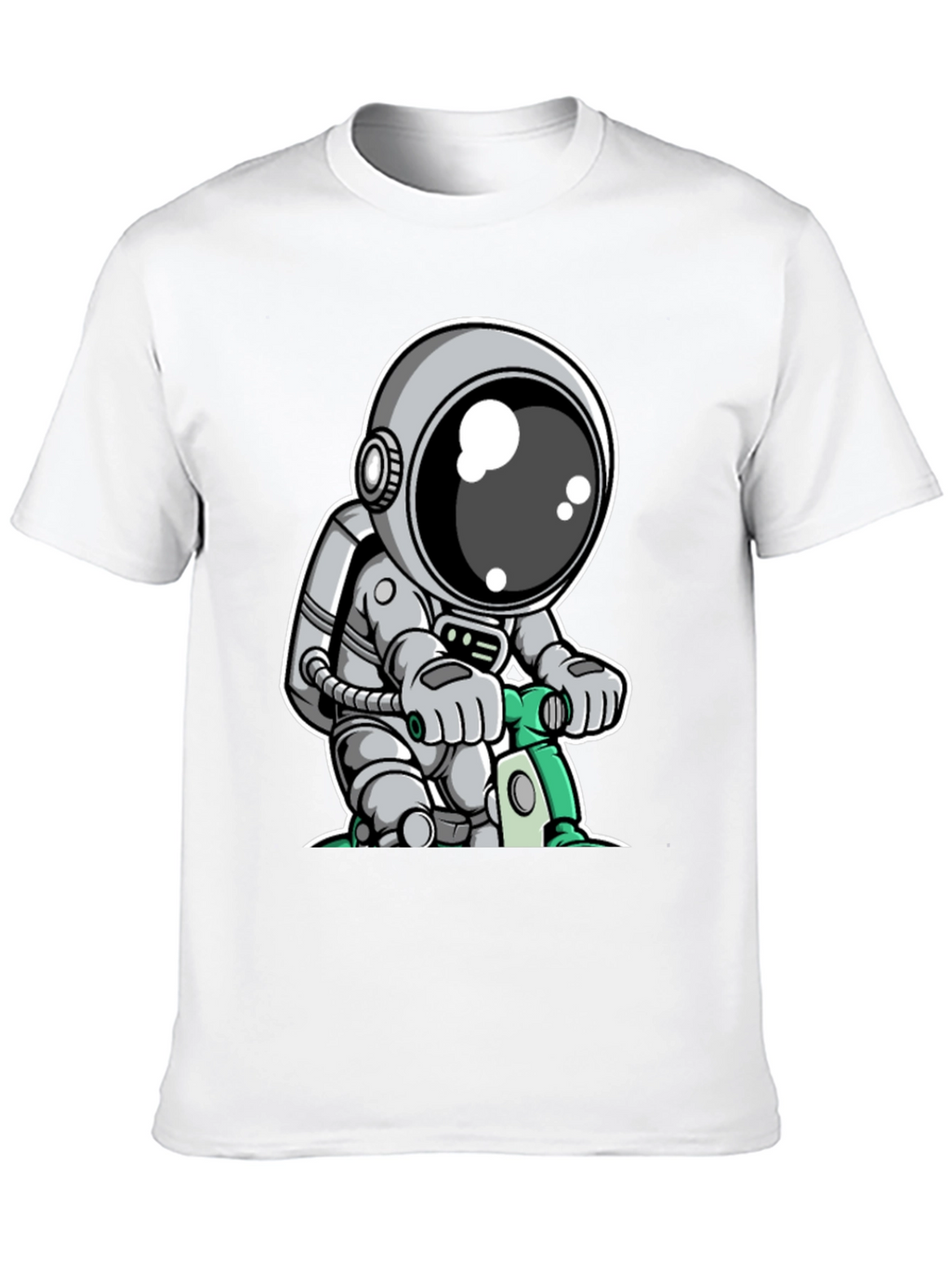 Astronaut on Scooter Graphic Tee - Cool Spaceman Design