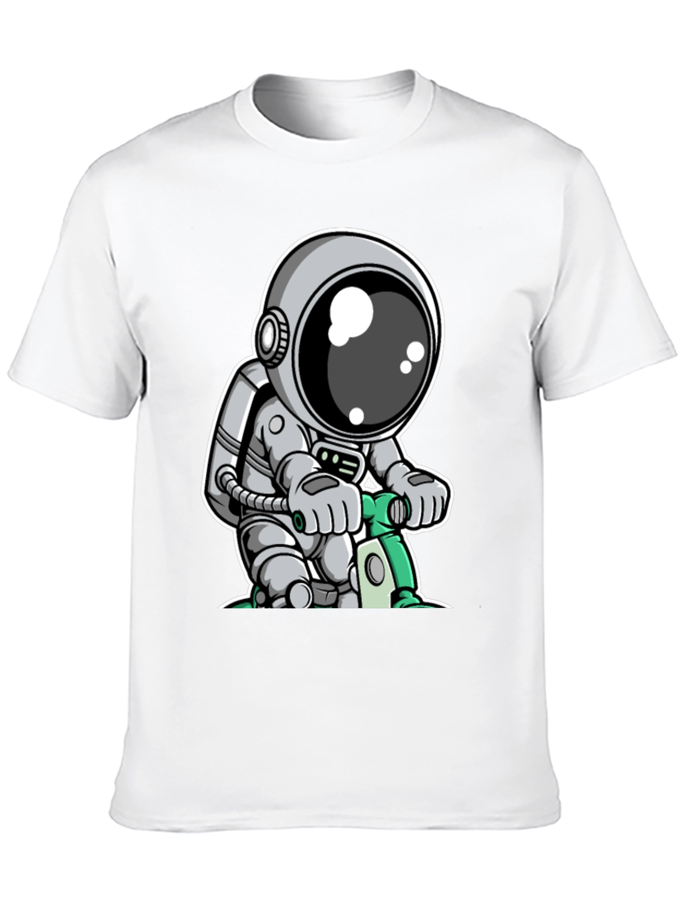 Astronaut on Scooter Graphic Tee - Cool Spaceman Design