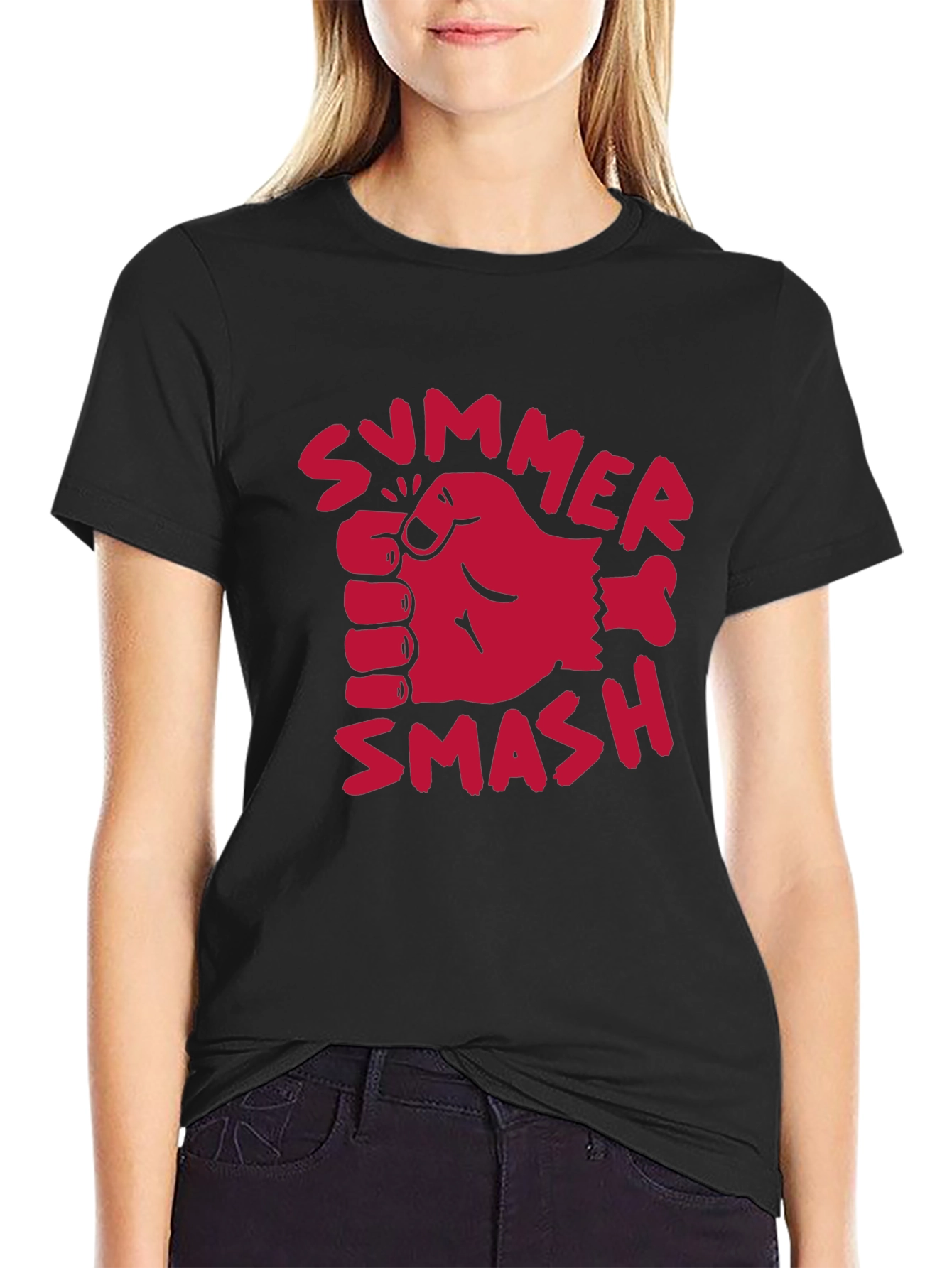 Summer Smash Graphic Tee - Bold Black Cotton T-Shirt