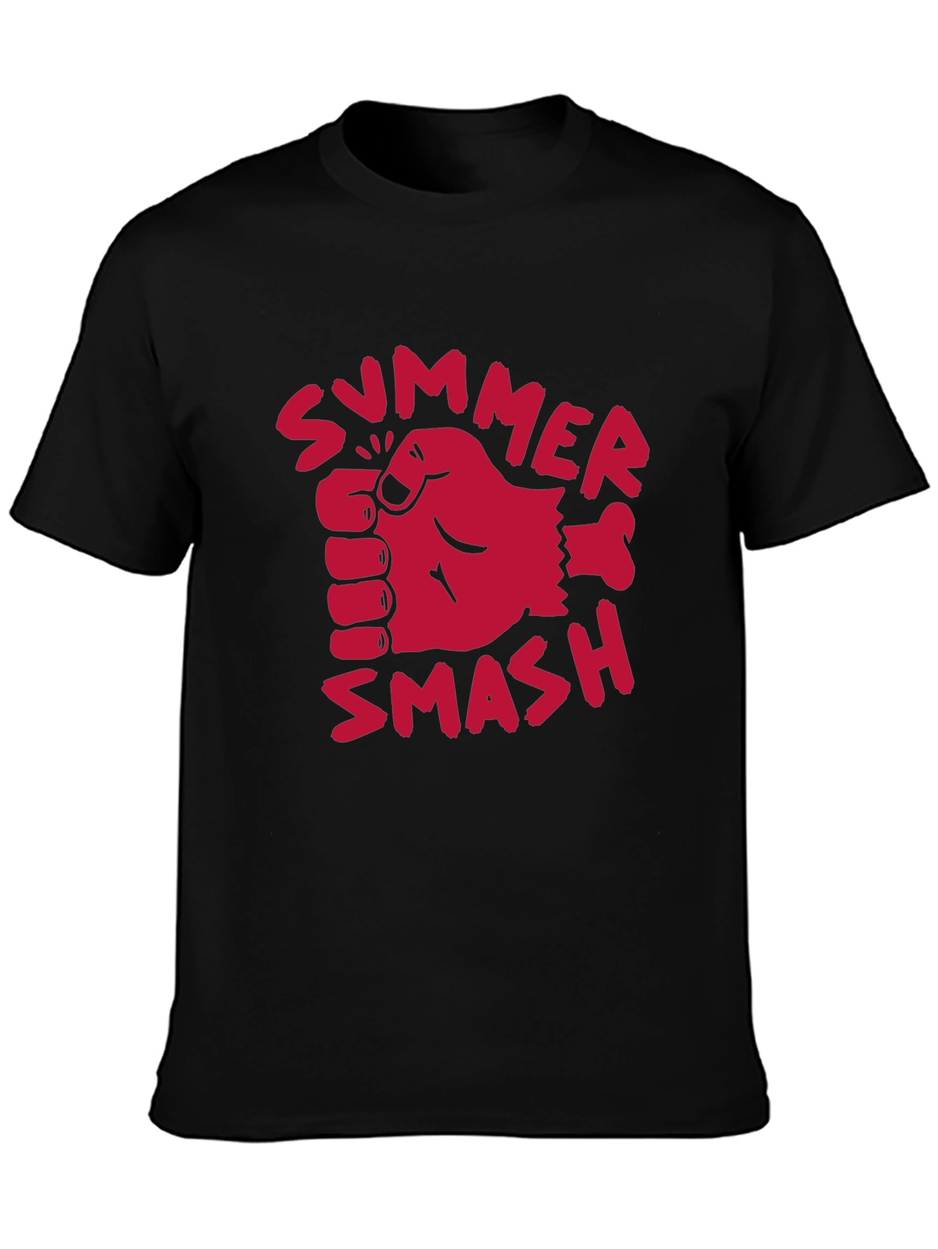Summer Smash Graphic Tee - Bold Black Cotton T-Shirt