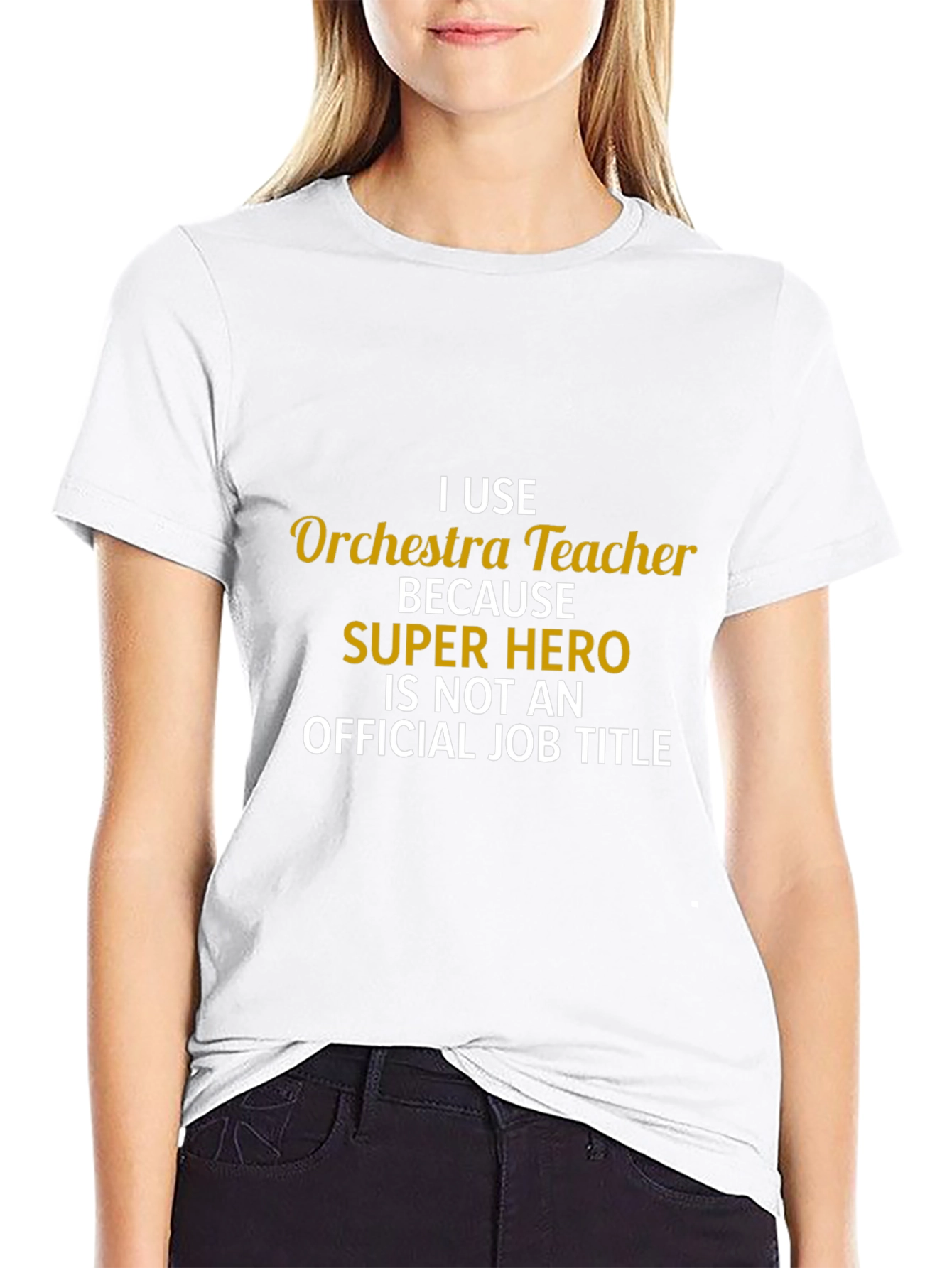 Orchestra Teacher Super Hero Job Title T-Shirt