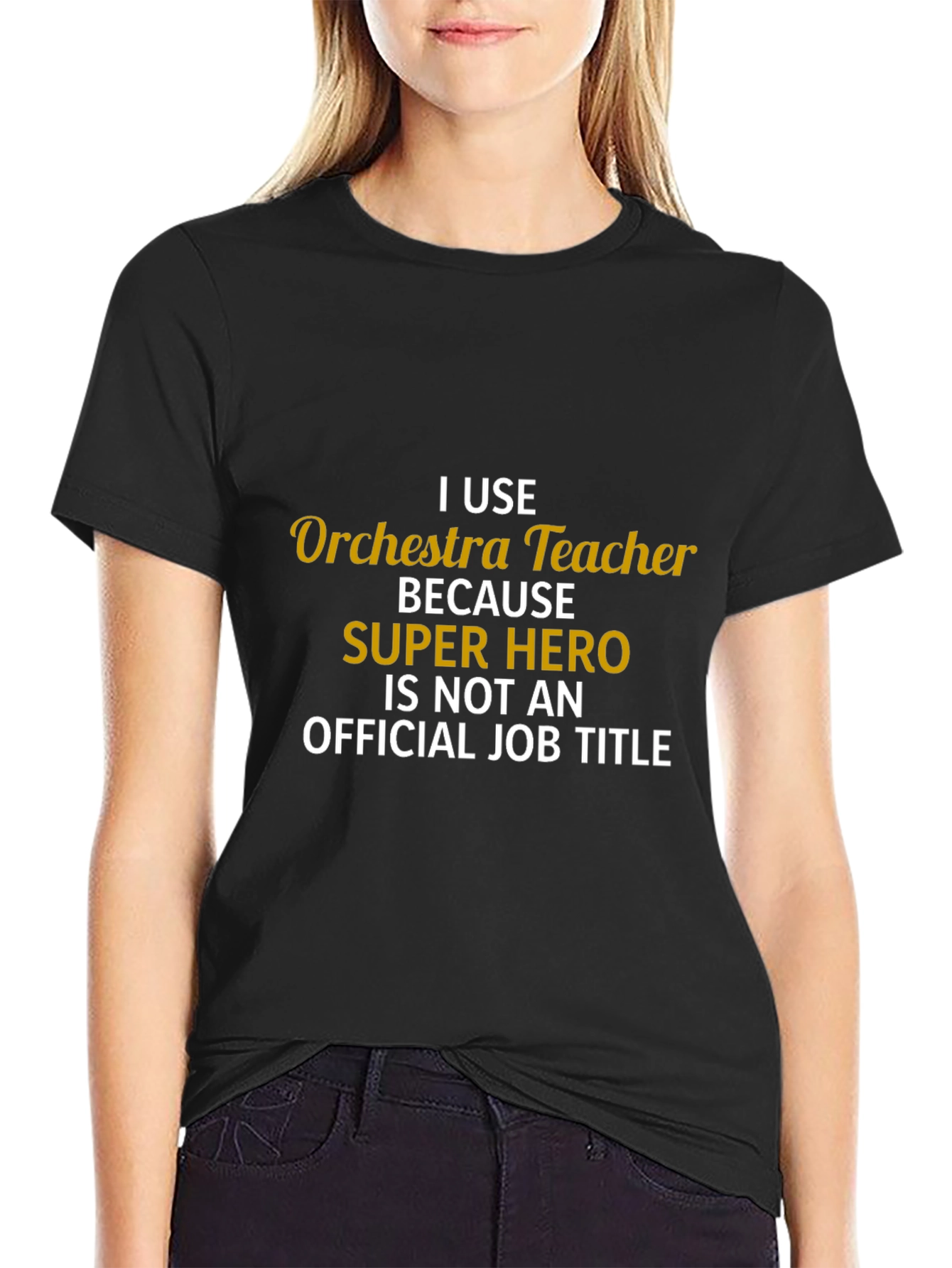 Orchestra Teacher Super Hero Job Title T-Shirt