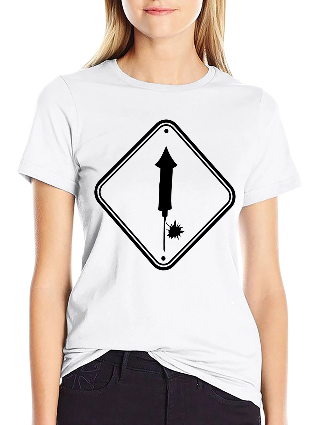 Novelty Firework Sign Black T-Shirt