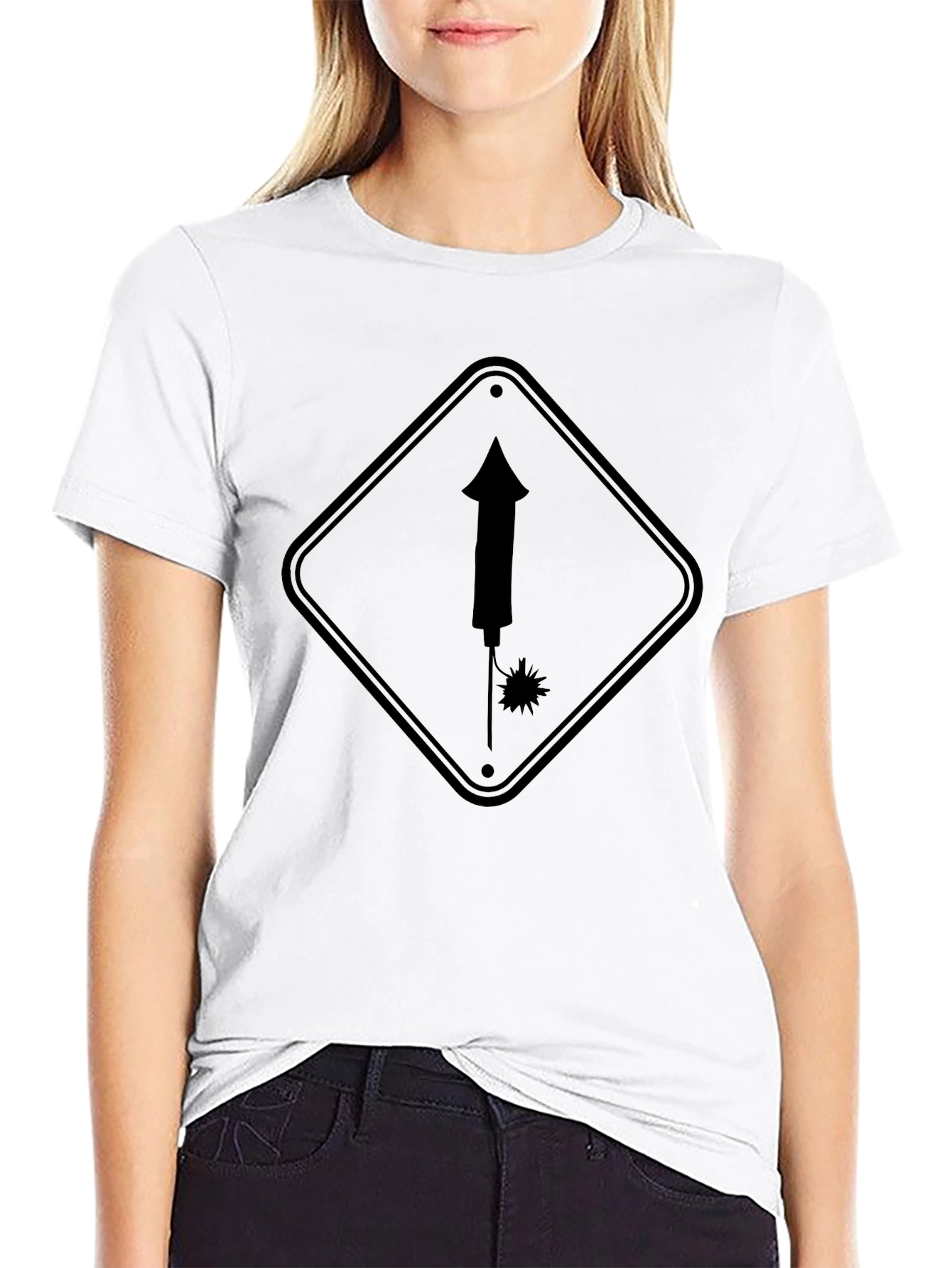 Novelty Firework Sign Black T-Shirt