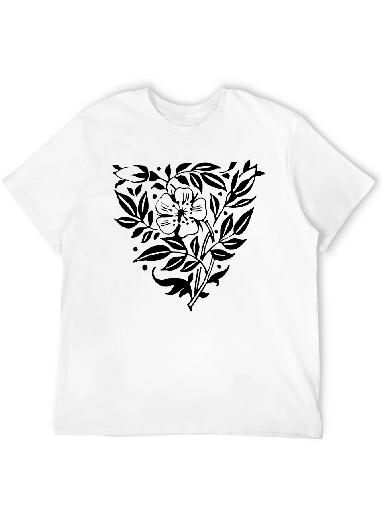 Black Floral Print T-Shirt for Men