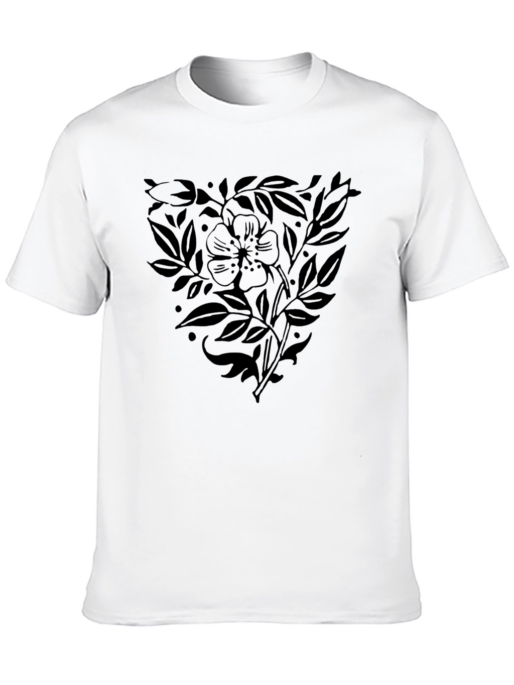 Black Floral Print T-Shirt for Men