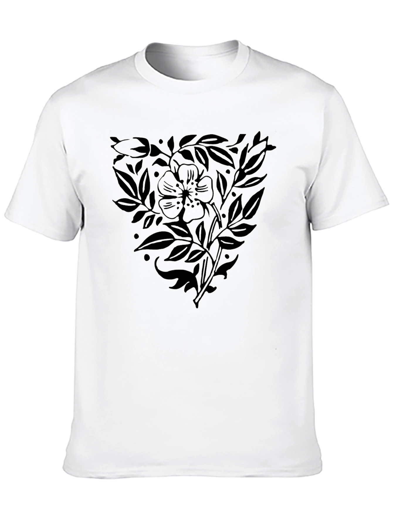 Black Floral Print T-Shirt for Men