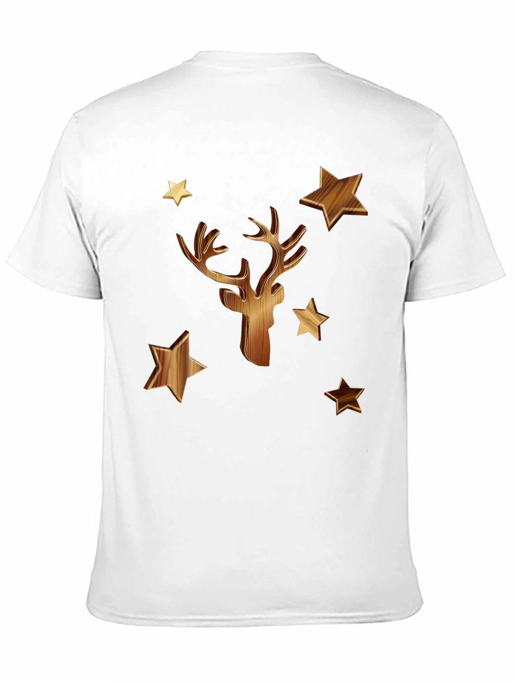 Wooden Deer & Stars Black T-Shirt