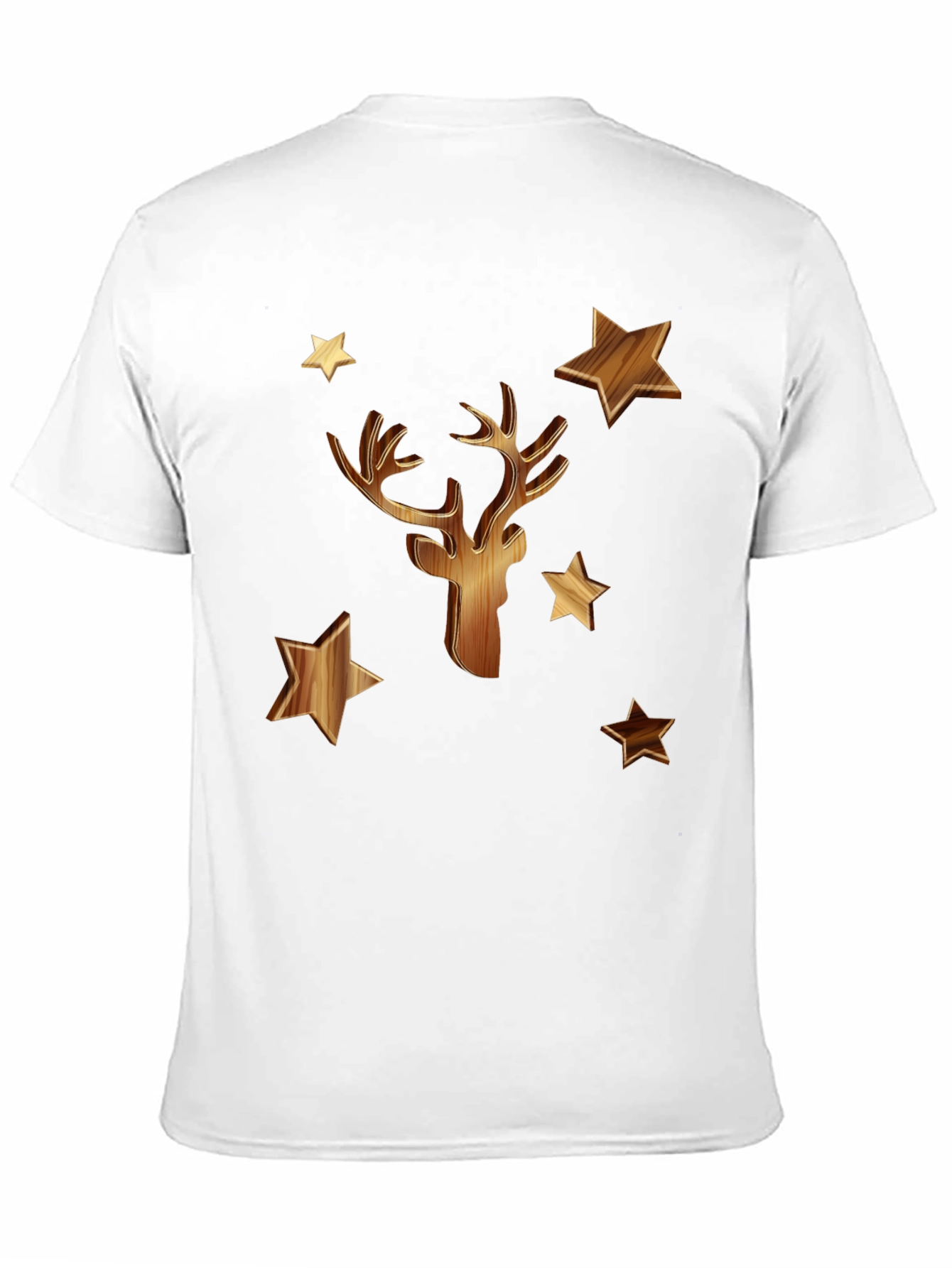 Wooden Deer & Stars Black T-Shirt