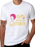 Queens Born in October Black T-Shirt