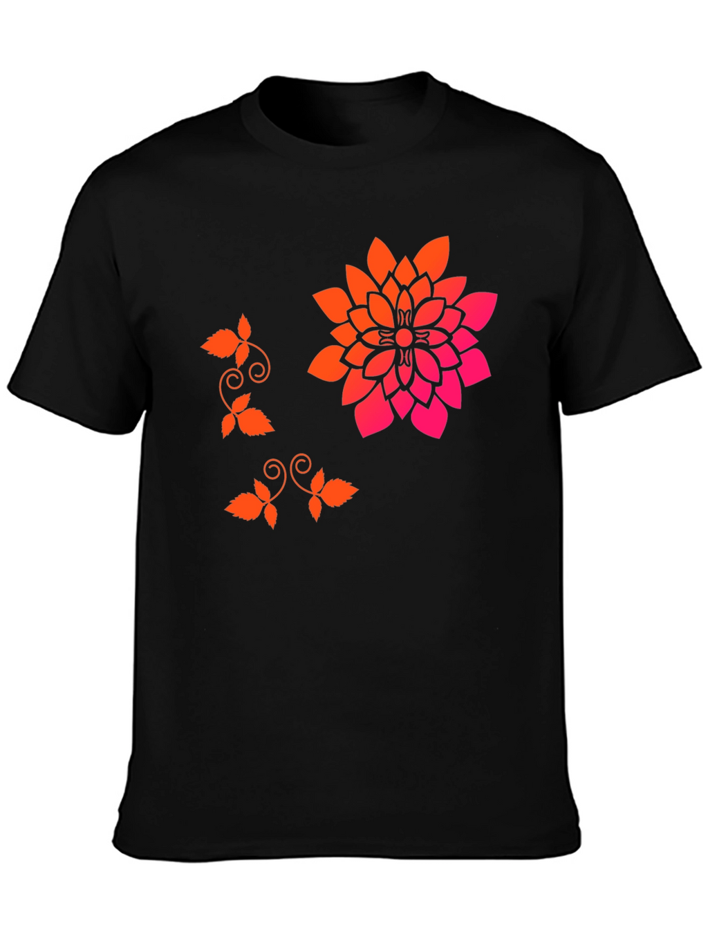Stylish Black T-Shirt with Floral Accent